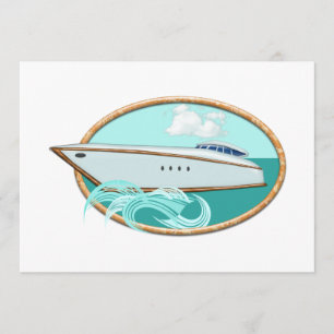 Invitation Yacht profilé en mer et ciel ovales