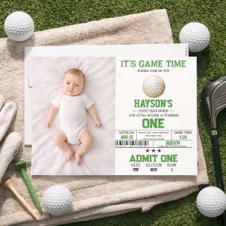 Invitation  Year Down, Golf On! 1st Birthday Party Photo