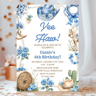 Invitation Yee Haw ! Anniversaire Thème Rodéo Cowboy Western