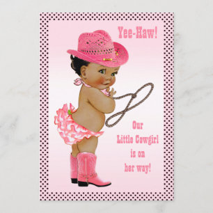 Invitation Yee-Haw ! Baby shower de la petite fille ethnique