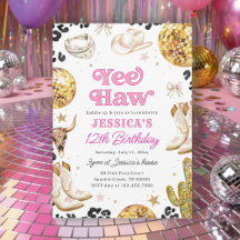 Yee Haw Disco Cowgirl Rodeo Pink Birthday Party 