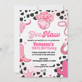 Invitation Yee Haw Disco Cowgirl Space Rodeo Country Birthday