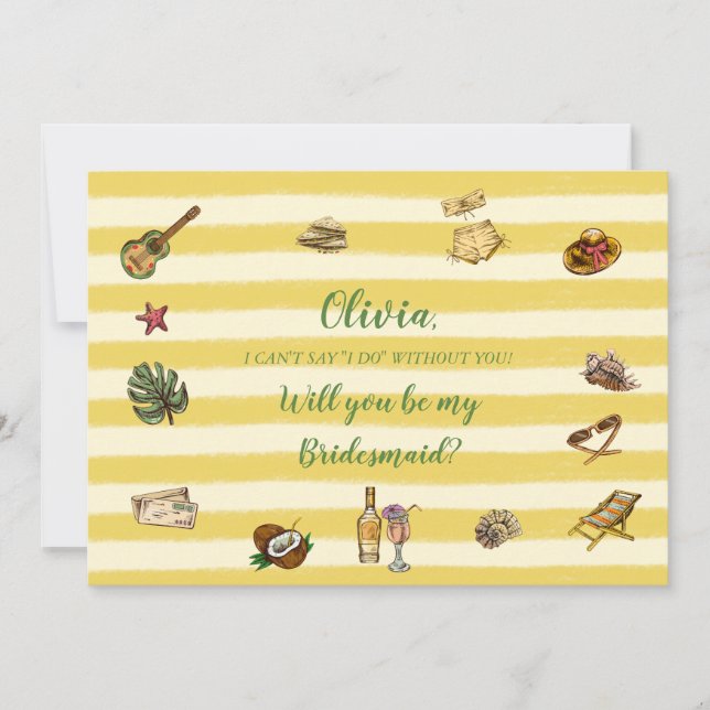 Invitation Yellow and Green Summer Bridesmaid Proposal Card (Devant)