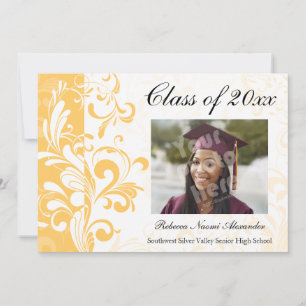Invitation Yellow Étonnant Filles Filles Photo Graduation