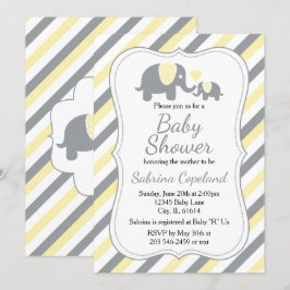 Invitation Yellow & Grey Stripes Elephant | BABY SHOWER