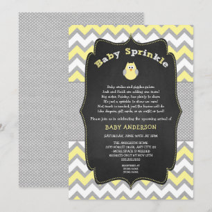 Invitation Yellow Owl saupoudrer bébé, baby shower neutre