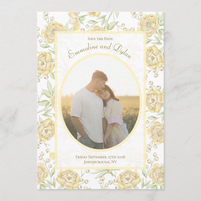 Invitation Yellow Rose Wedding Save the Date (Devant)