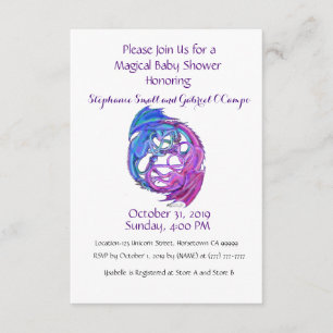 Invitation Yin Yang Dragon Baby Personnalisé Arc-en-ciel pers