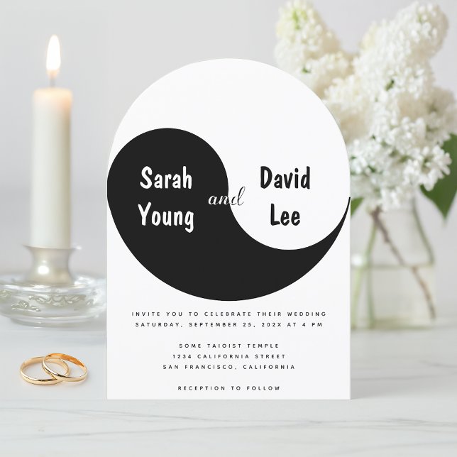 Invitation Yin Yang Simple Black and White Arch Wedding (Créateur téléchargé)
