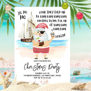 Invitation Yo Ho Ho Pirate Santa Rum Fête de Noël