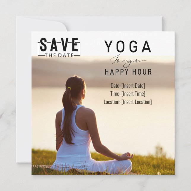Invitation Yoga est mon happy hour Femme posant yoga (Devant)