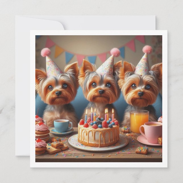 Invitation Yorkshire terrier, Yorkshire anniversaire (Devant)