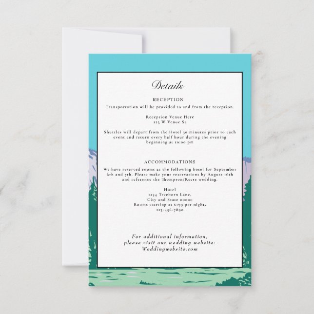 Invitation Yosemite National Park Détails Mariage Retro (Devant)