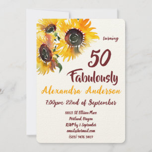 Invitation Young at Heart Sunflower Fabuleux 50