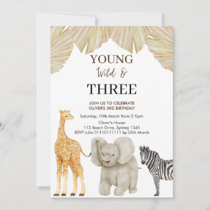 Invitation Young WILD & 3 Safari Thème 3ème anniversaire