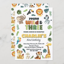 Young Wild & 3 Safari Zoo Animal fête d'anniversai