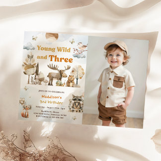 Invitation Young Wild and Three Woodland Animaux 3e Photo