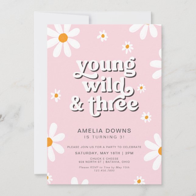 Invitation Young Wild Et Three Anniversaire de enfant Party (Devant)