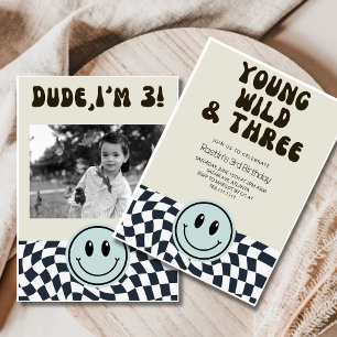 Invitation Young Wild et Three Retro Boys 3e anniversaire