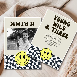 Invitation Young Wild et Three Retro Boys 3e anniversaire