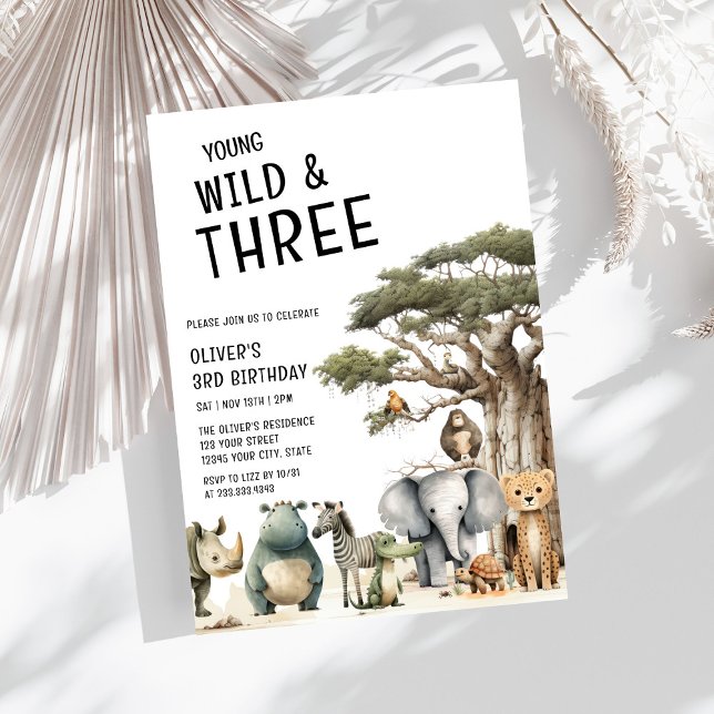 Invitation Young Wild et Three Safari 3ème anniversaire (Créateur téléchargé)