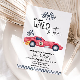 Invitation YOUNG Wild et Trois Anniversaire de Voiture de Cou