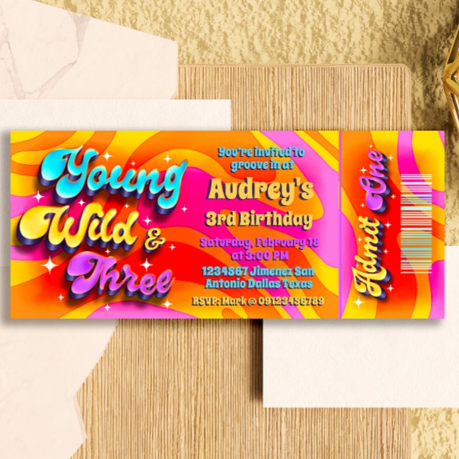 Invitation Young Wild et Trois - Billet Groovy (Créateur téléchargé)