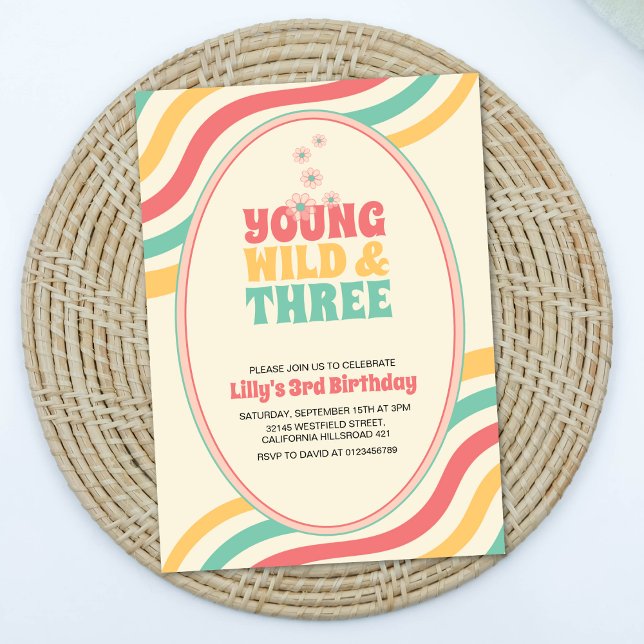 Invitation Young Wild Et Trois Retro Super 3e anniversaire (Créateur téléchargé)