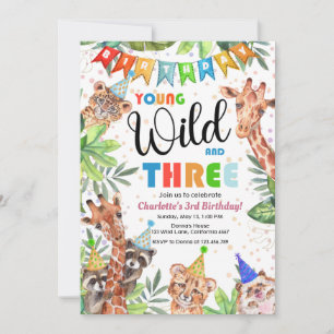 Invitation Young & Wild Jungle Safari Kids Birthday