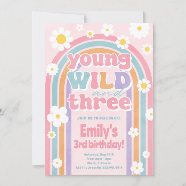 Invitation Young Wild Three 3e anniversaire de fête Invitatio (Devant)
