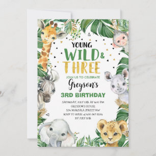 Invitation Young Wild & Three Floral Boy Jungle 3e anniversai