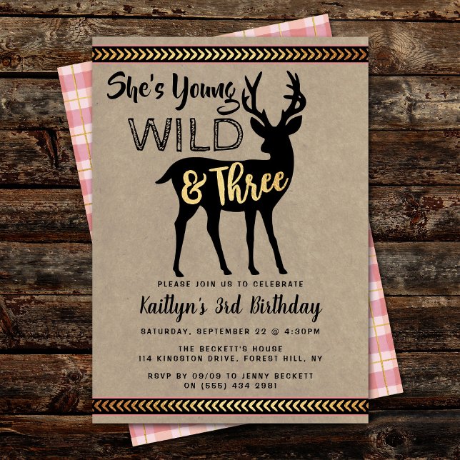 Invitation Young Wild & Three Girls 3e anniversaire Invitatio (Créateur téléchargé)