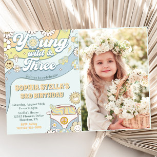 Invitation Young Wild Three Retro Rainbow 3ème anniversaire P