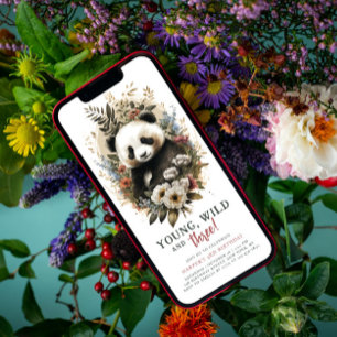 Invitation Young Wild Trois 3e anniversaire Enfants Cute Pand