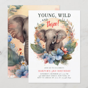 Invitation Young Wild Trois 3e anniversaire enfants mignon él