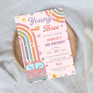 Invitation Young Will Trois Super Retro Daisy 3e anniversaire