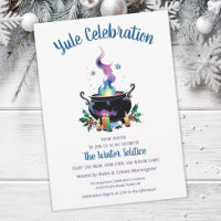 Yule Winter Solstice Sorcière Cauldron Holly Snow