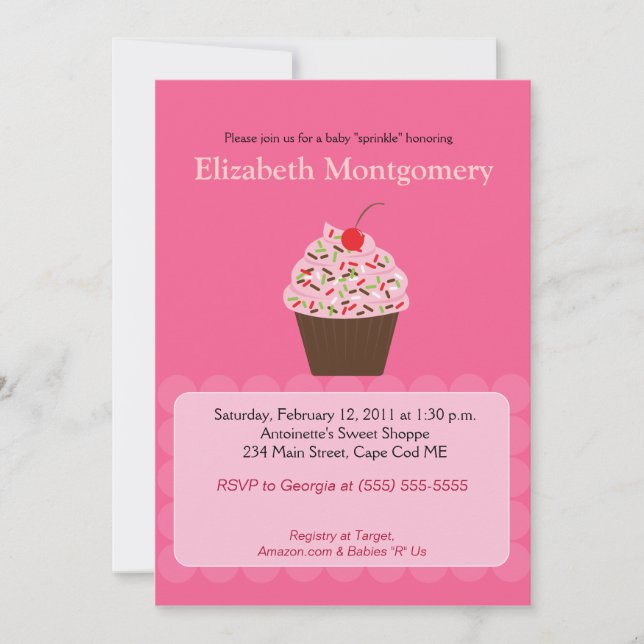 Invitation Yummy Baby shower Cupcake Parsemer 5x7 (Devant)