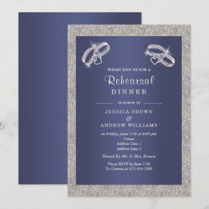 Invitation Zaffre, Bagues en Argent Étincelantes Dîner de Rép
