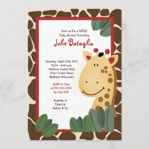 Invitation ZANZIBAR GIRAFFE IMPRIMER Baby shower 5x7