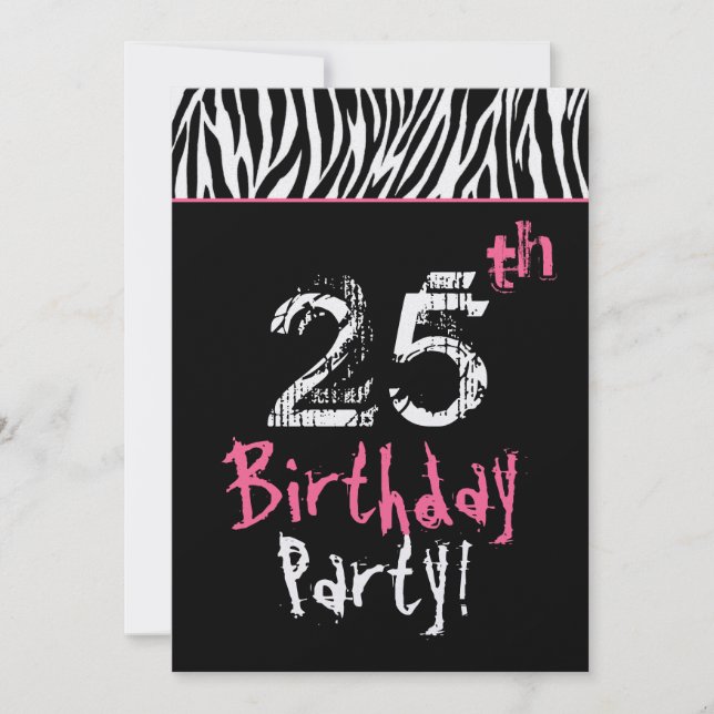 Invitation Zebra 25e anniversaire du Black White Pink (Devant)