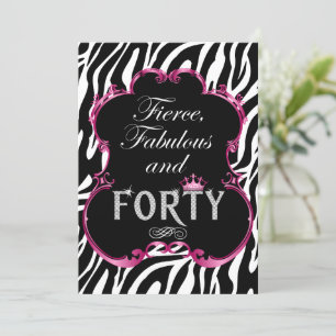 Invitation Zebra 40 et Fabulous Bling Anniversaire