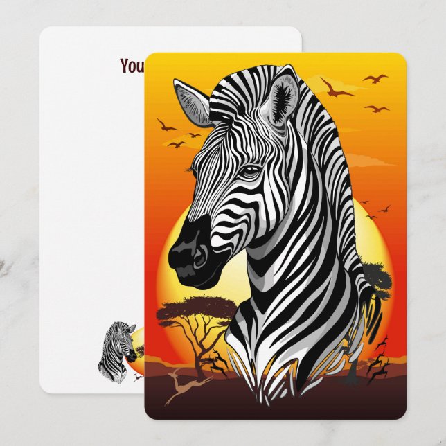 Invitation Zebra African Savanna Wild Animal (Devant / Derrière)