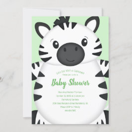 Invitation Zebra Baby shower Green