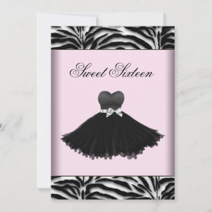 Invitation Zebra Chandelier rose Zebra Sweet sixteen Annivers