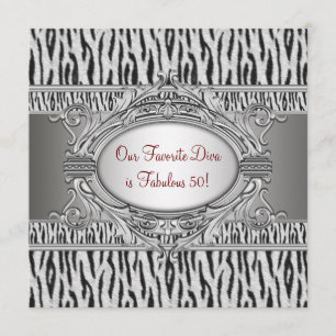 Invitation Zebra Diva Fabulous 50 femmes 50e fête d'anniversa