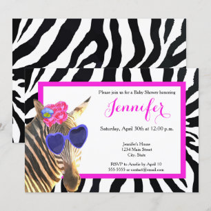 Invitation Zebra juna animal mode baby shower glamour