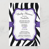 Zebra moderne Imprimer Girls Baby shower Invitatio