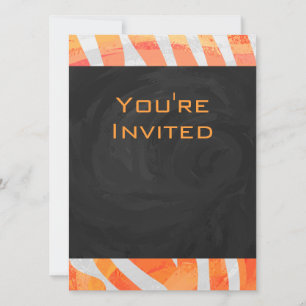 Invitation Zebra Monogram orange et blanc