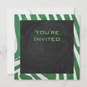 Invitation Zebra Monogramme Vert et Blanc Impression